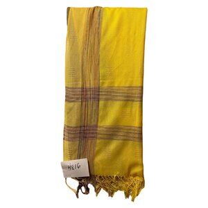 #4816 Yellow large scarf with brown lines 68x24